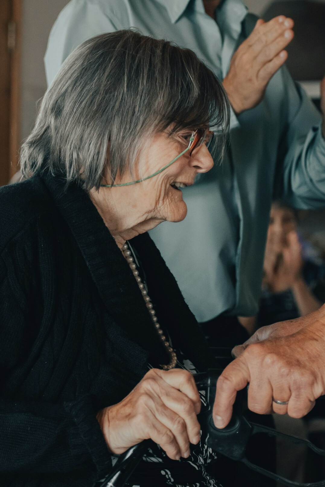elderly person with caregiver